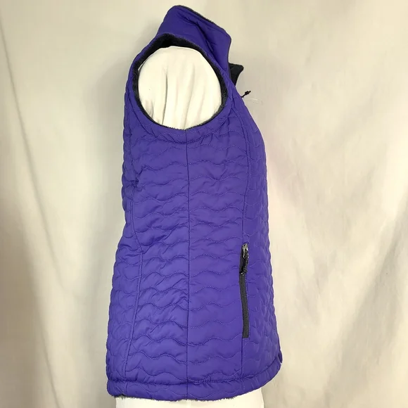 Free Country Purple Iris Reversible VEST Womens Size S Quilted Fleece Full Zip - Picture 3 of 15
